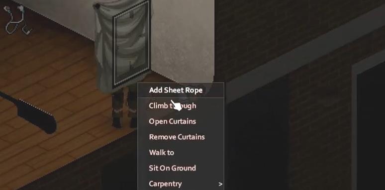 Proyecto Zomboid: ¿Cómo usar la cuerda de la sábana?