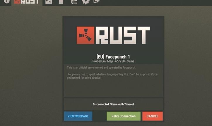 Solución del error de tiempo de espera de Rust Steam