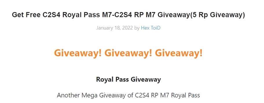 Legit & Real Royal Pass Giveaway Webs & Apps (Enero 2022)