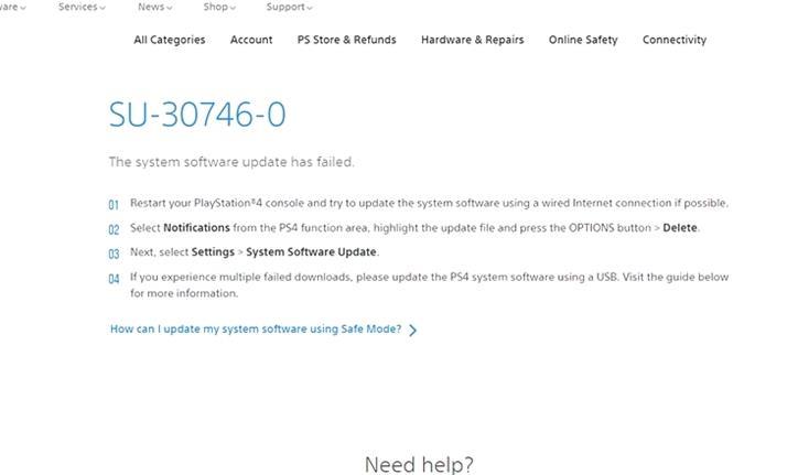 PlayStation 4 - Cómo solucionar el código de error SU-30746-0 en la PS4