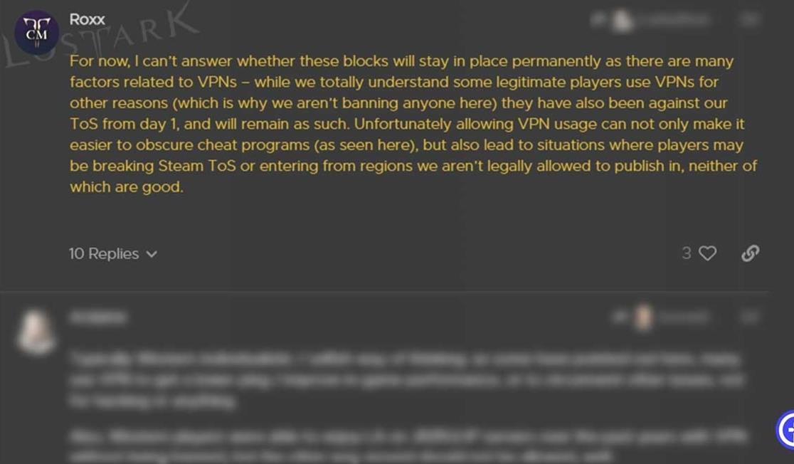 Explicación de la prohibición de la VPN del Arca Perdida