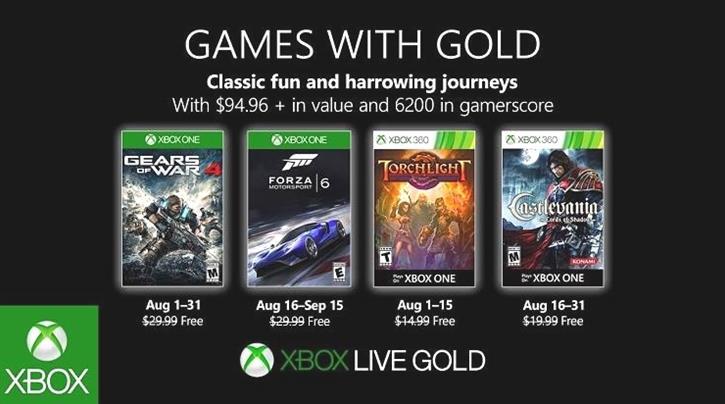 Anunciada la alineación de Xbox Live Games with Gold para agosto de 2019