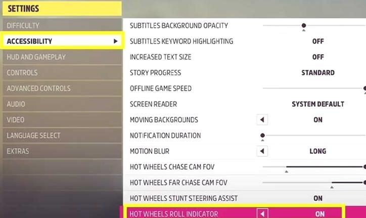 Cómo desactivar el indicador de balanceo en Forza Horizon 5 Hot Wheels