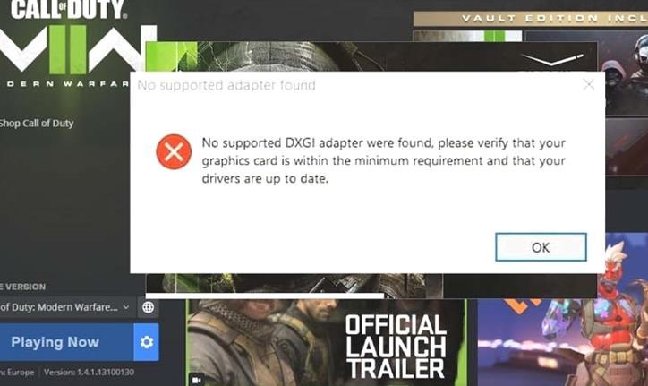 COD MW2: No se ha encontrado ningún adaptador DXGI compatible [Solución]